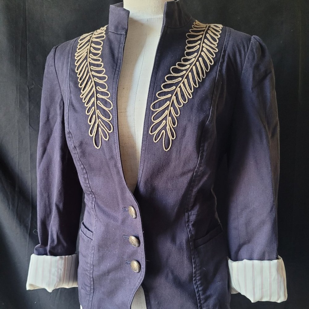 John Varvatos Chic Jacket With Embroidered Stand-Collar - Women's Blazer Small